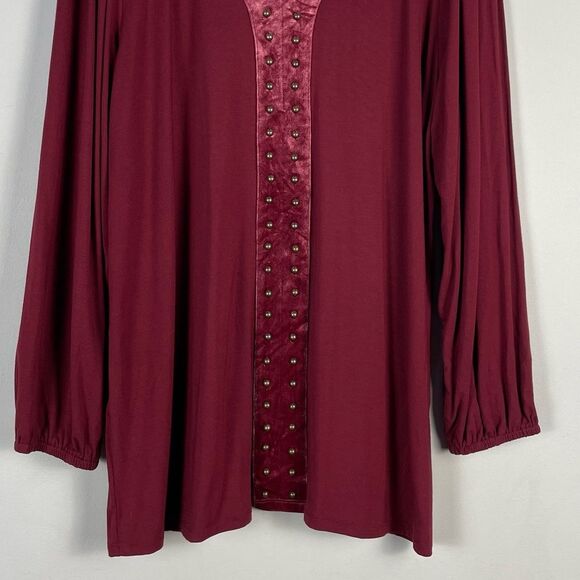 Soft Surroundings Adornment Velvet Trim Tunic Top‎ XL NEW Studded Jersey Knit - Picture 5 of 12